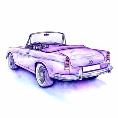 Vintage Watercolor Car Illustration