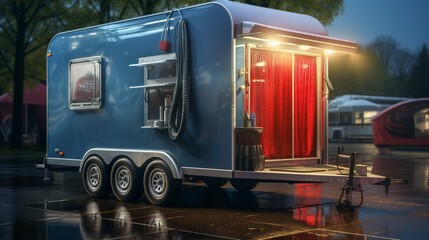 Naklejka premium A photo of a mobile car wash trailer