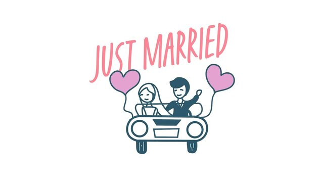 Just Married Animated Romantic Wedding Title