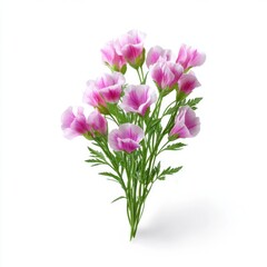 Delicate Sweet Pea Blossoms on White Background