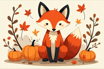 Obraz premium fox in autumn environment, background, wallpaper