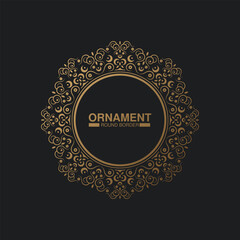 Luxury dark Gold round floral frame design