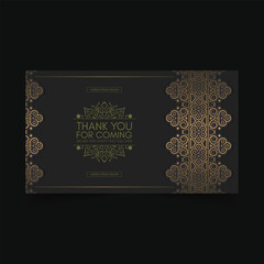 Dark gold thank you wedding card