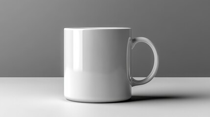 Obraz premium A Minimalist Clean Desk Featuring a Single Blank White Mug Mockup Perfect for Coffee Shop Branding and Creative Workspace Designs
