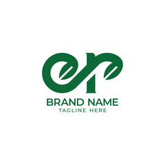 Letter E and R leaves logo vector green agriculture