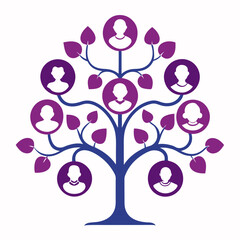 Fototapeta premium Family tree vector with ornate details on white background