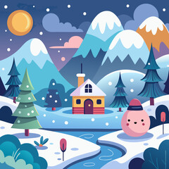 Winter day happy winter vector fog in nature