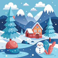 Winter day happy winter vector fog in nature