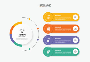 Fototapeta premium Vector infographic label design with circle infographics template design and 4-5-6 options or steps. Can be used for process diagram, presentations, workflow layout, banner, flow chart, info graph.