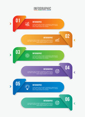 Timeline infographic template design. 6 options or steps business infographic template design. Can be used for process diagram, presentations, workflow layout, flow chart, steps, banner.