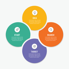 Vector infographic label design with circle infographics template design and 4-5-6 options or steps. Can be used for process diagram, presentations, workflow layout, banner, flow chart, info graph.