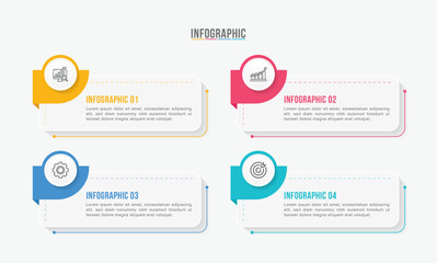 Timeline infographic template design. 4 options or steps business infographic template design. Can be used for process diagram, presentations, workflow layout, flow chart, steps, banner.