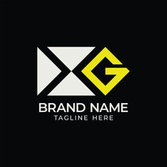 negative X and G geometric logo vector