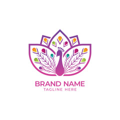  colorfull peacok lotus logo vector