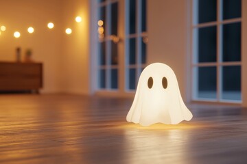 Ethereal presence a ghostly figure illuminates a dimly lit room