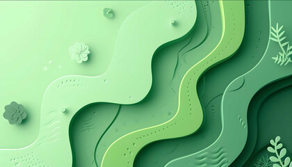 homepage hero for job seekers in tech minimal illustration green accent colors wavy stripes with shadows for depth