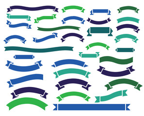 Obraz premium green blue ribbons various shapes sizes, eye-catching interesting special appealing