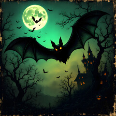 Halloween vintage background with a bat