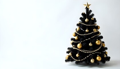 A tree for Christmas with a star on top and gold ornaments
