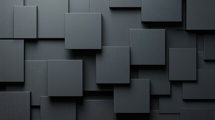 A modern design featuring a black textured wall with overlapping geometric shapes, providing a sleek and contemporary aesthetic.