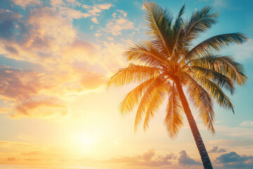 tropical paradise palm tree sunset: a golden hour escape