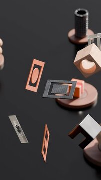 4K animation of geometric shapes in motion
