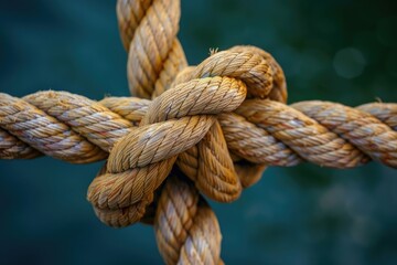 Concept Of Teamwork And Unity as a business metaphor for joining an inclusive partnership as twisted diverse ropes connected together as a corporate symbol for cooperation and working collaboration