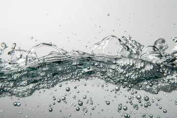 Fizzy bubbles in water from effervescent tablet pill in realistic transparent background. Soda water or soluble tablet fizz effect of sparkling water or gas bubbles