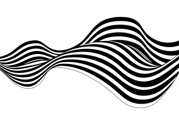 Abstract wave background, black and white wavy stripes or lines design. Optical art. Eps 10