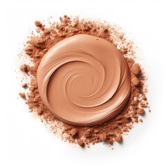 foundation on white background ,loose powder in a jar creamy