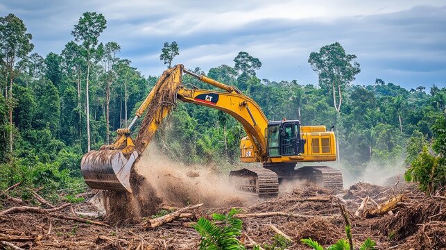 Heavy Machinery Clears Forested Landscape for Development