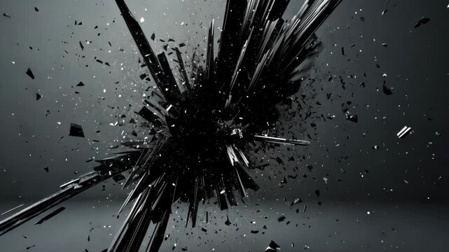 black and white abstract broken 3d particles