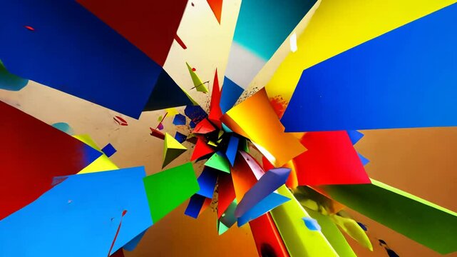 colorful background with shapes moving forward