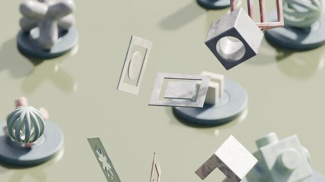 4K animation of geometric shapes in motion