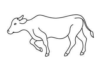 Minimalist Continuous Line Art of an Abstract Cow with Intricate Patterns