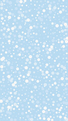 Snowfall overlay christmas background. Subtle flying snow flakes and stars on light blue winter backdrop. Festive snowfall overlay. Vertical vector illustration.