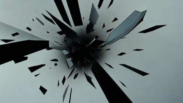 Exploding Time Lapse of black Shapes, Motion Design Animation