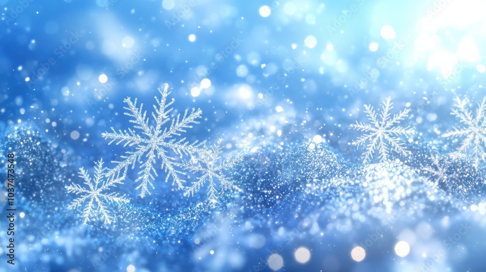 Fototapete delicate snowflakes shine brightly in an abstract composition, creating a magical winter atmosphere 