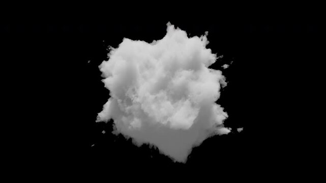 3D small cloud with alpha channel and looping animation. Slowly transforms in space