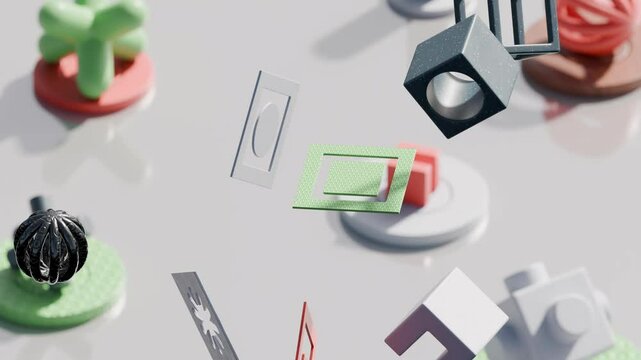 4K animation of geometric shapes in motion