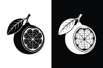 Beal fruit silhouette icon. Bael exotic juicy fruit whole and cut vector isolated icon.	