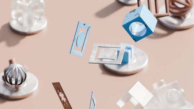 4K animation of geometric shapes in motion