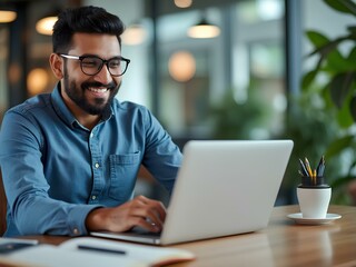 person working on laptop in cafe