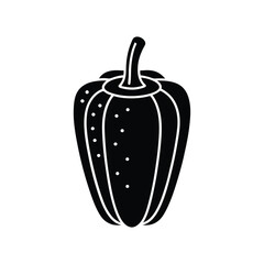 Bell Pepper Vegetables Glyph Icon. Black pepper group of black icons on a white background. Vector illustration.