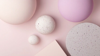 3d geometric textured shapes in mauve colors