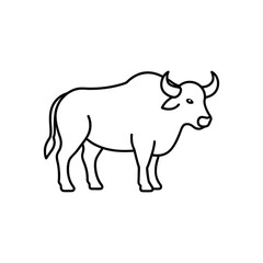 Bison buffalo vector line icon . Buffalo silhouette isolated on white background.