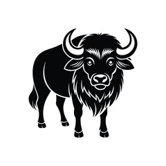 Bison buffalo vector silhouette icon . Buffalo silhouette isolated on white background.