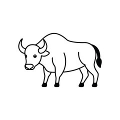Bison buffalo vector line icon . Buffalo silhouette isolated on white background.