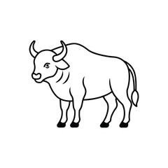 Bison buffalo vector line icon . Buffalo silhouette isolated on white background.