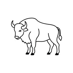 Bison buffalo vector line icon . Buffalo silhouette isolated on white background.